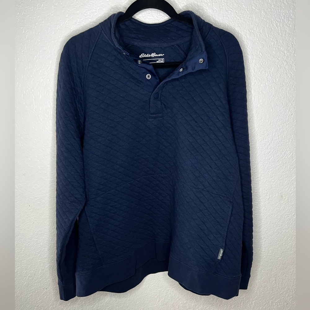 Eddie Bauer Men’s Midweight Quarter Snap Mock Quilted Pullover, Size XL